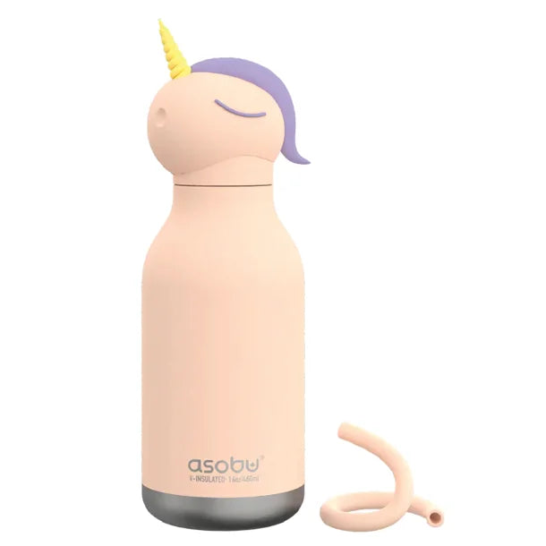 ASOBU® 16-Oz. Bestie Bottle Insulated Stainless Steel Water Bottle with Reusable Flexi Straw (Unicorn)