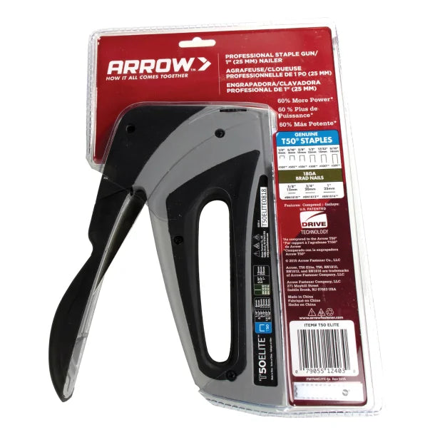 Arrow® T50 Elite™ Easy-Squeeze Staple Gun and Brad Nailer