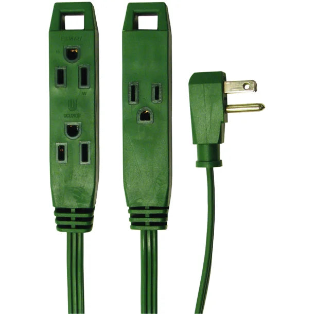 Axis™ 3-Prong 3-Outlet Wall-Hugger Indoor Grounded Extension Cord (Green)