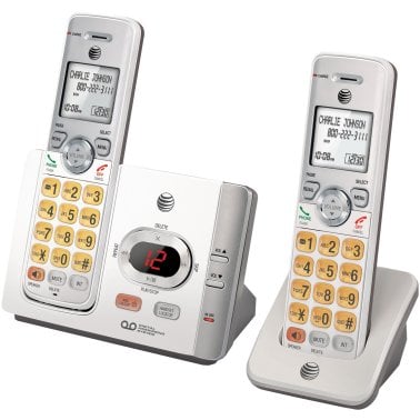 AT&T® DECT 6.0 Cordless Answering System with Caller ID/Call Waiting, White (2 Handset)