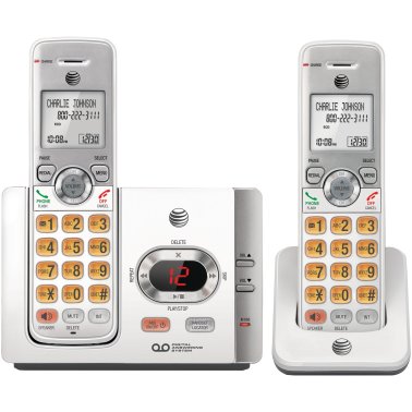 AT&T® DECT 6.0 Cordless Answering System with Caller ID/Call Waiting, White (2 Handset)