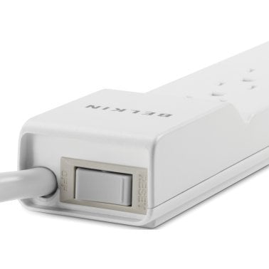 Belkin® Home/Office Surge Protector Power Strip, 6 Outlets, 8-Ft. Cord with Rotating Plug, BE106000-08R