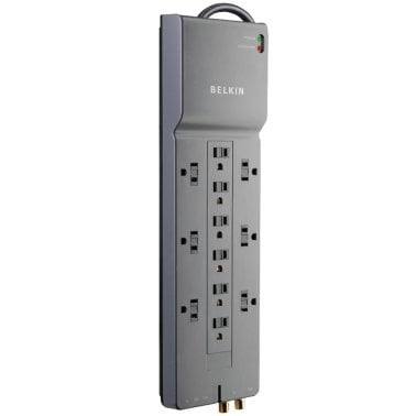 Belkin® Home/Office Surge Protector Power Strip, 12 Outlets, with Telephone and Coaxial Protection, 8-Ft. Cord, BE112230-08