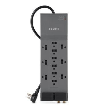 Belkin® Home/Office Surge Protector Power Strip, 12 Outlets, with Telephone and Coaxial Protection, 8-Ft. Cord, BE112230-08