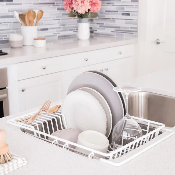 Better Houseware White Adjustable Over-the-Sink Dish Drainer