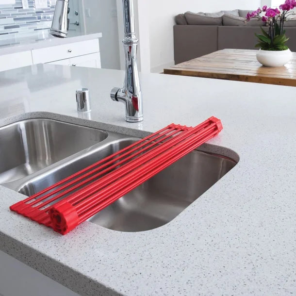 Better Houseware Over-the-Sink Roll-up Drying Rack (Red)