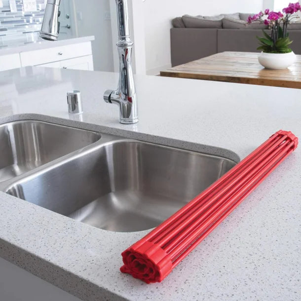 Better Houseware Over-the-Sink Roll-up Drying Rack (Red)