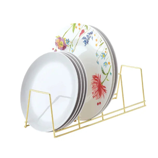 Better Houseware 4-Section Vertical Plate Rack, Gold