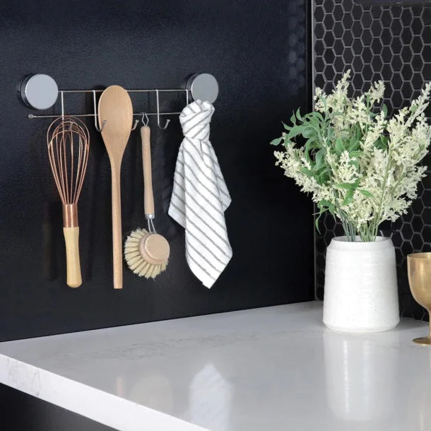 Better Houseware Stainless Steel Magnetic 5-Hook Utensil Rack