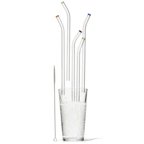 Better Houseware Glass Straws with Cleaning Brush, Set of 5 (Extra-Wide)