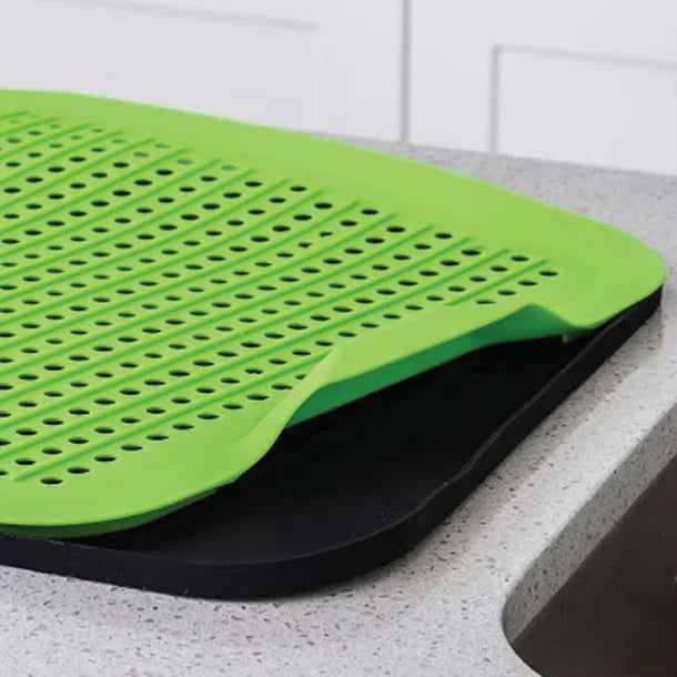 Better Houseware 2-Piece Silicone Drying Mat (Black/Green)