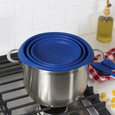 Better Houseware 4-Qt. Collapsible Silicone Colander (Blue)