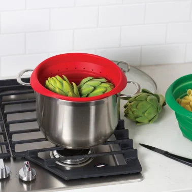 Better Houseware 4-Qt. Collapsible Silicone Colander (Red)