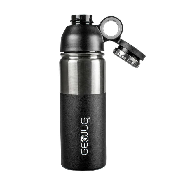 Brentwood® Geojug Stainless Steel Vacuum-Insulated Water Bottle (0.7 L; Black/Silver)