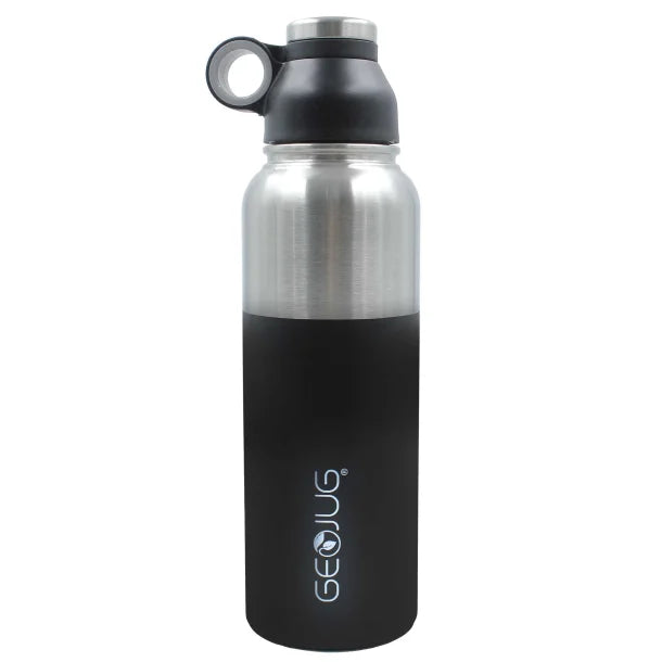 Brentwood® Geojug Stainless Steel Vacuum-Insulated Water Bottle (1.1 L; Black/Silver)