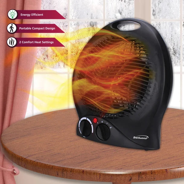 Brentwood® Kool Zone 1,500-Watt-Max Portable Electric Space Heater and Fan, Black