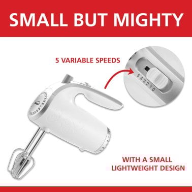 Brentwood® Lightweight 5-Speed Electric Hand Mixer (White)