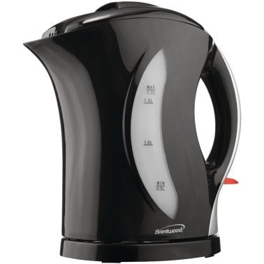 Brentwood® 1,500-Watt 1.8-Qt. 7-Cup Cordless Plastic Tea Kettle, Auto Shut-off (Black)