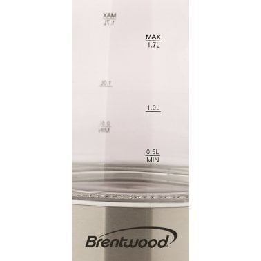 Brentwood® 1,100-Watt 1.8-Qt. 7-Cup Cordless Tempered-Glass Electric Kettle with Auto Shut-off (White)
