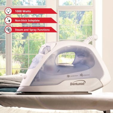 Brentwood® Nonstick Steam Iron (Silver)