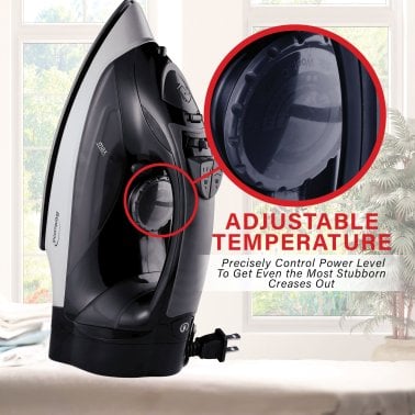 Brentwood® 1,200-Watt Nonstick Steam Iron with Retractable Cord (Black)