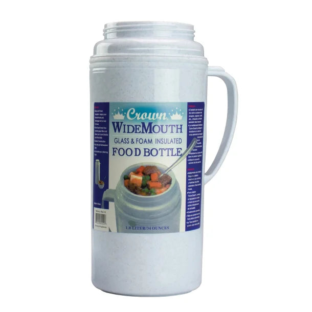 Brentwood® Glass and Foam Vacuum-Insulated 40-oz. Wide-Mouth Food Bottle with Screw-on Bowl