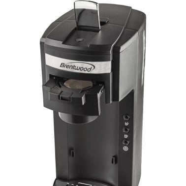 Brentwood® Single-Serve Coffee Maker for Pods or Grounds with Travel Mug