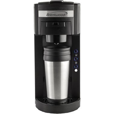 Brentwood® Single-Serve Coffee Maker for Pods or Grounds with Travel Mug