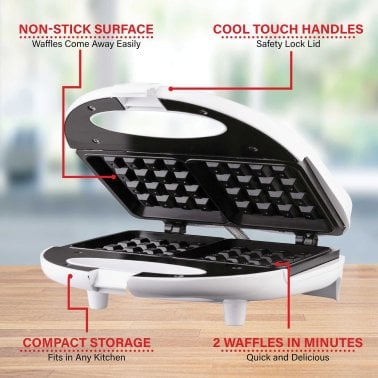 Brentwood® Nonstick Dual Waffle Maker (White)