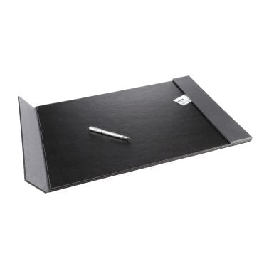 Artistic™ Leatherette Desk Pad with Fold-out Gray Side Rails for Professionals, 24-In. x 19-In., Black