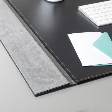 Artistic™ Leatherette Desk Pad with Fold-out Gray Side Rails for Professionals, 24-In. x 19-In., Black