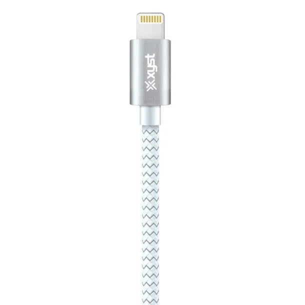 XYST™ Charge and Sync USB to Lightning® Braided Cable, 10 Ft. (White)