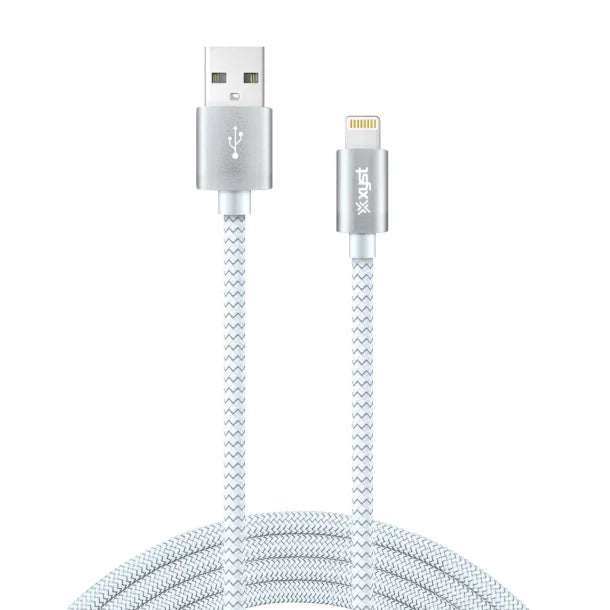 XYST™ Charge and Sync USB to Lightning® Braided Cable, 10 Ft. (White)