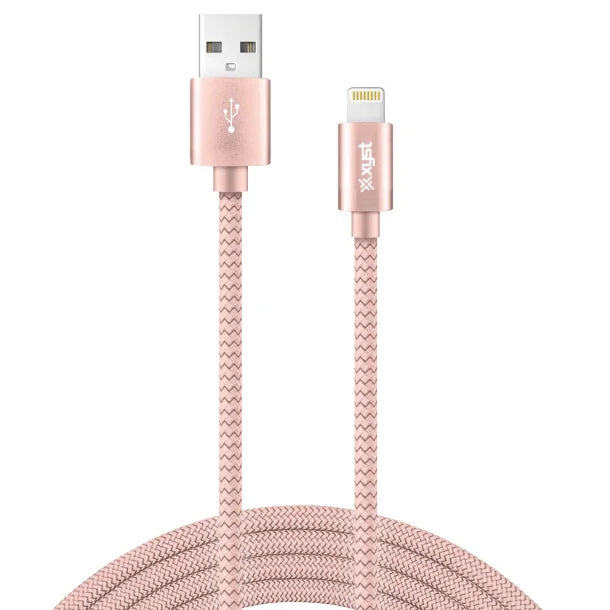 XYST™ Charge and Sync USB to Lightning® Braided Cable, 10 Ft. (Rose Gold)