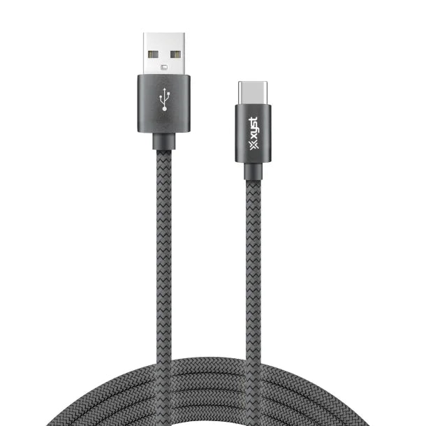 XYST™ Charge and Sync USB to USB-C® Braided Cable, 10 Ft. (Black)