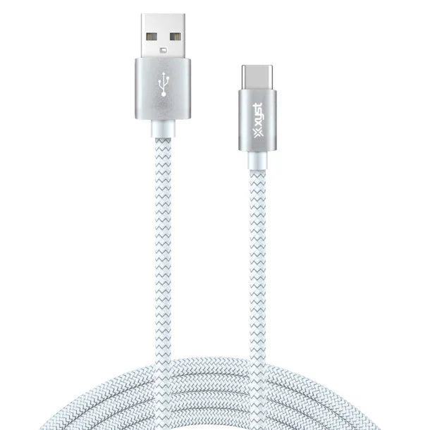 XYST™ Charge and Sync USB to USB-C® Braided Cable, 10 Ft. (White)