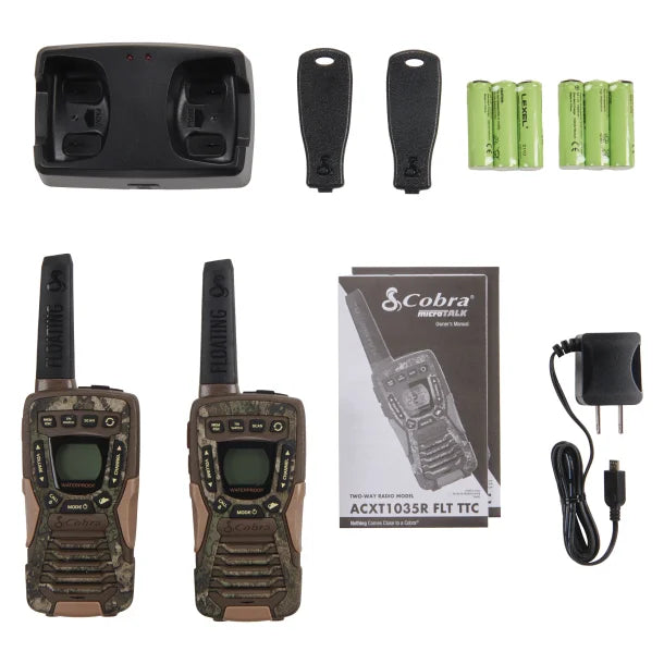 Cobra® ACXT1035R FLT Floating Waterproof 37-Mile-Range 2-Way Radios, 2 Pack (Camouflage)