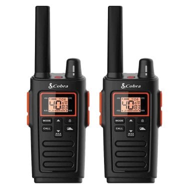 Cobra® RX380 32-Mile-Range Weather-Resistant 2-Way Radios, 2 Pack (Black)