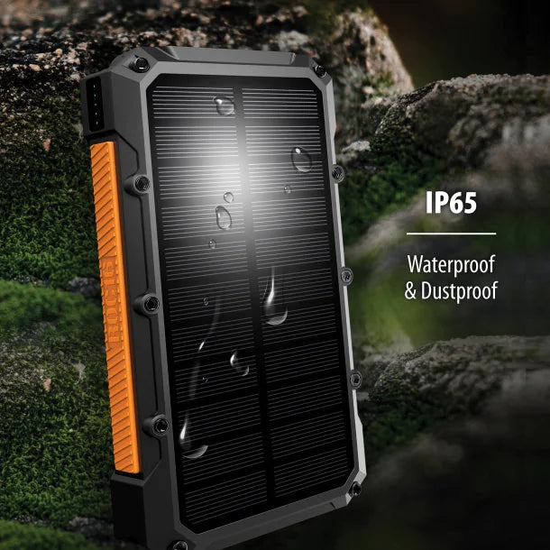 ToughTested® ROC16 16,000 mAh Solar Charger and Wireless Portable Power Bank with Flashlight