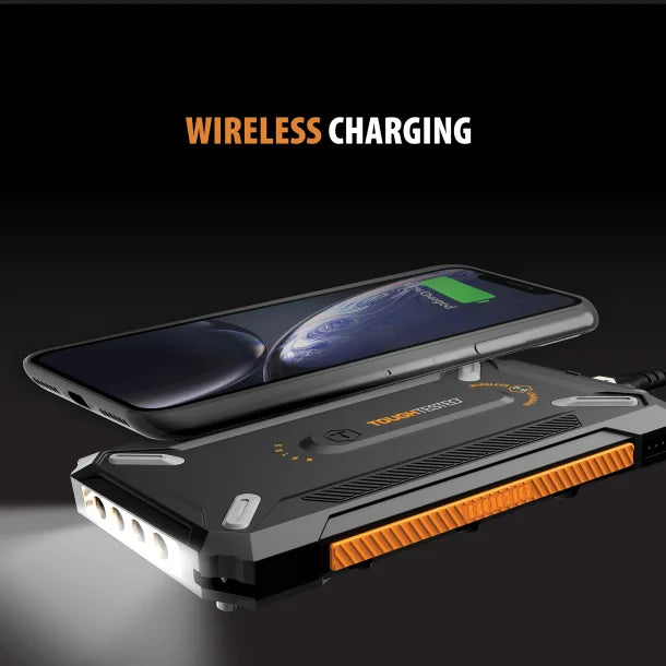 ToughTested® ROC16 16,000 mAh Solar Charger and Wireless Portable Power Bank with Flashlight