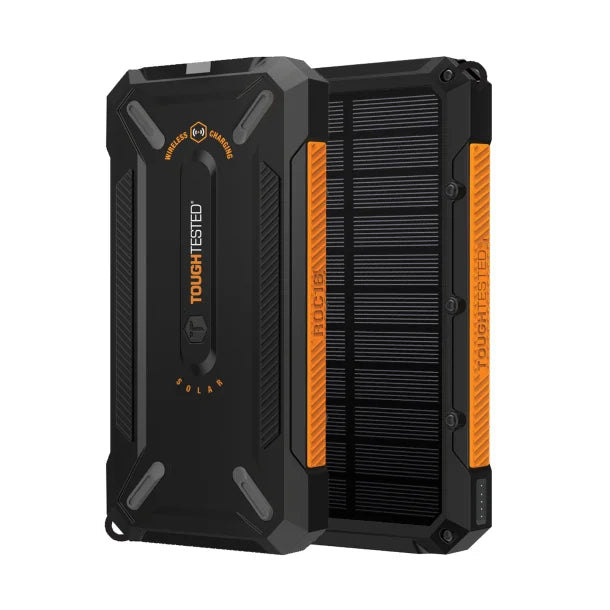 ToughTested® ROC16 16,000 mAh Solar Charger and Wireless Portable Power Bank with Flashlight