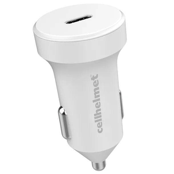 cellhelmet® 20-Watt Single-USB Power Delivery Car Charger with USB-C® to Lightning® Round Cable, 3 Feet