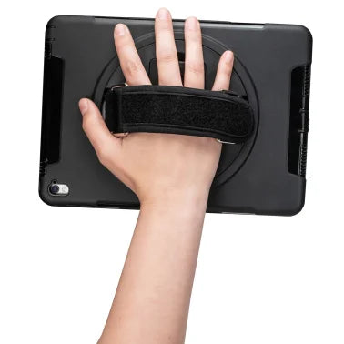 CTA Digital® Protective Case with Built-in 360º Rotatable Grip Kickstand for iPad® (Black)