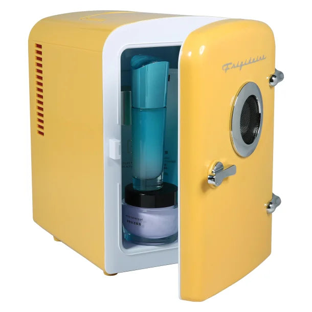 Frigidaire® 6-Can Retro Portable Beverage Refrigerator with Bluetooth® Speaker (Yellow)