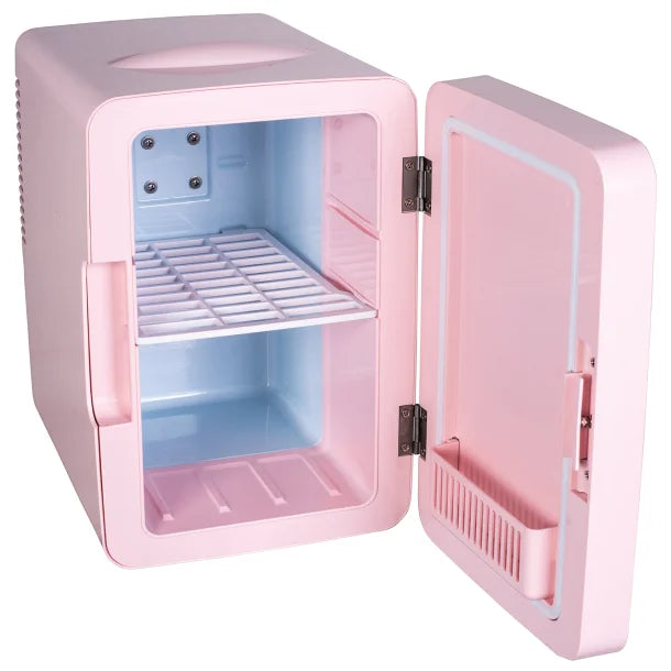 Frigidaire® .35 Cubic-Foot 10-Liter 15-Can Mini Portable Personal Fridge with Lighted Mirror Door (Pink)