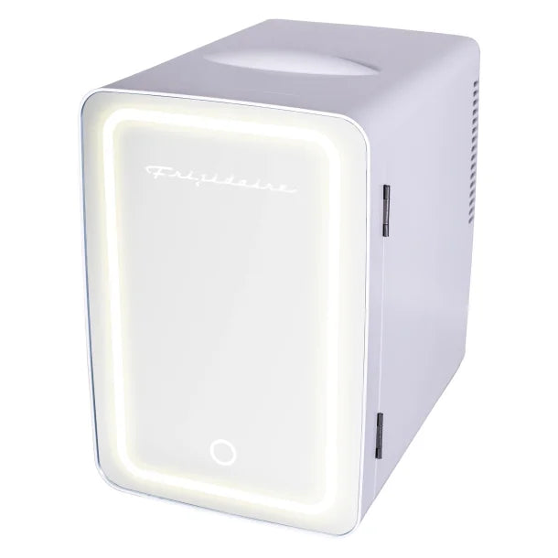 Frigidaire® .35 Cubic-Foot 10-Liter 15-Can Mini Portable Personal Fridge with Lighted Mirror Door (White)