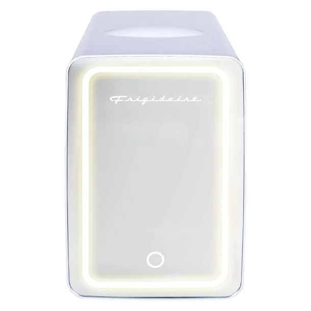 Frigidaire® .35 Cubic-Foot 10-Liter 15-Can Mini Portable Personal Fridge with Lighted Mirror Door (White)