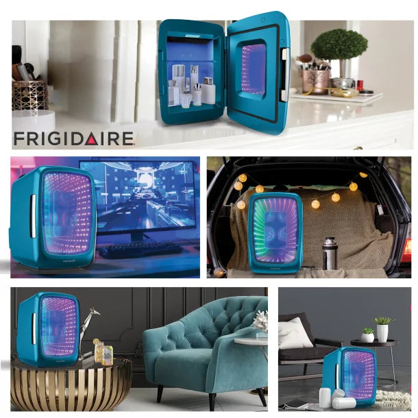 Frigidaire® 6-Can Retro Gaming Light-up Portable Beverage Mini Fridge, EFMIS179 (Blue)