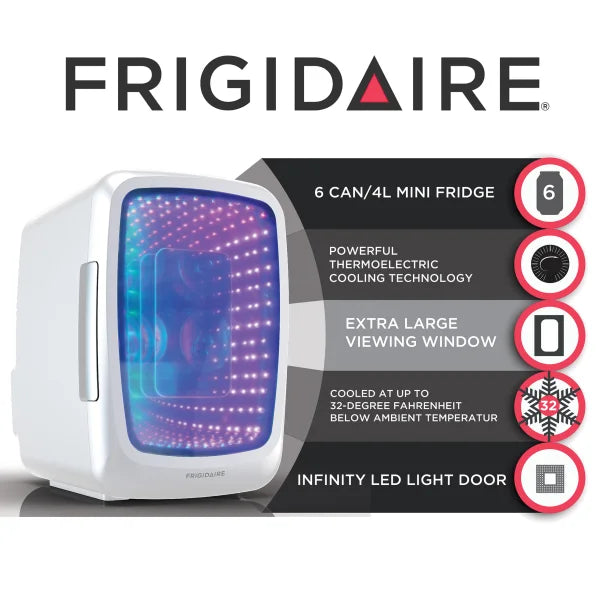 Frigidaire® 6-Can Retro Gaming Light-up Portable Beverage Mini Fridge, EFMIS179 (White)