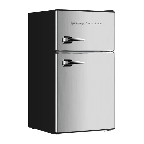 Frigidaire® 3.2-Cu Ft. 2-Door Retro Compact Refrigerator with Freezer, EFR391-B, Platinum Design with Chrome Trim